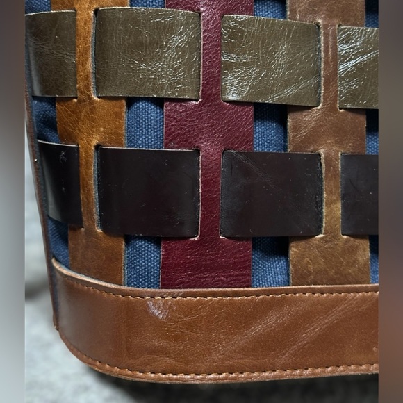 NEW Amerileather Dorgon Leather Rainbow Bucket/Basket Handbag (#1280-9) - Picture 6 of 9